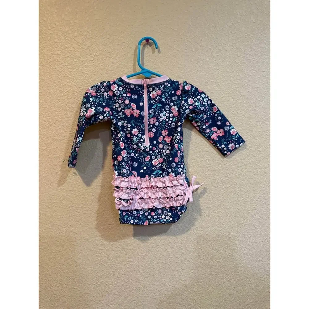 RuffleButts Floral Long Sleeve One-Piece Rash Guard